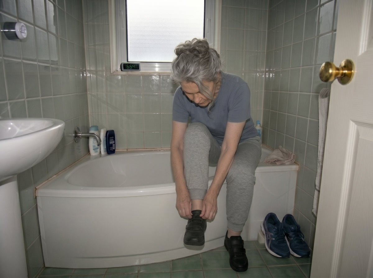Une femme assise sur le rebord de la baignoire